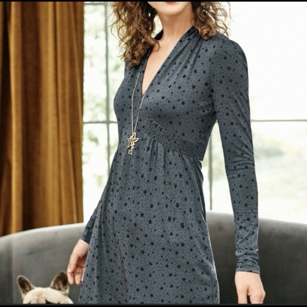 Boden NWOT Betty starry night jersey tunic dress stormy gray stars size 4